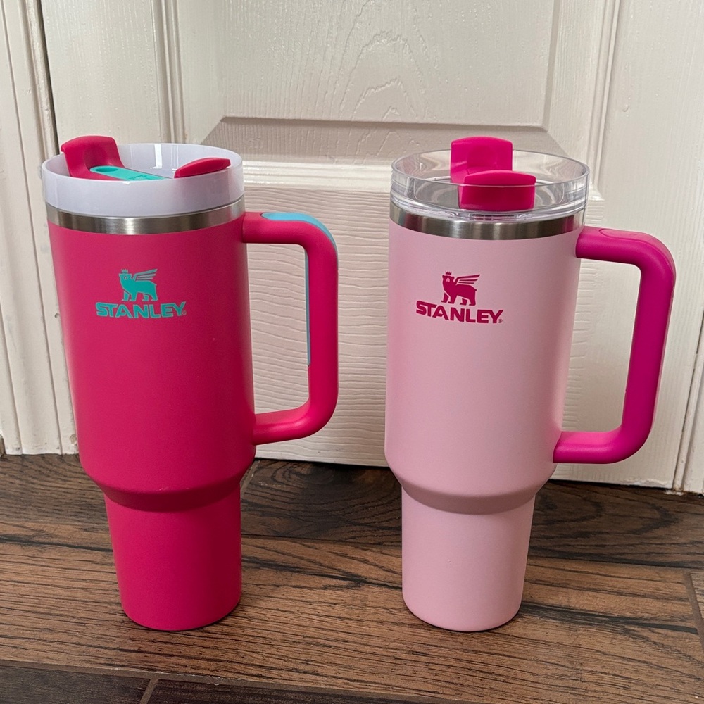 Stanley Pink & Light Pink Travel Mugs with Hot Pink Handles 40 oz.